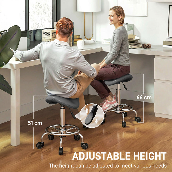 Salon Saddle Stool, Rolling Saddle Chair for Massage, Spa, Clinic, Bea