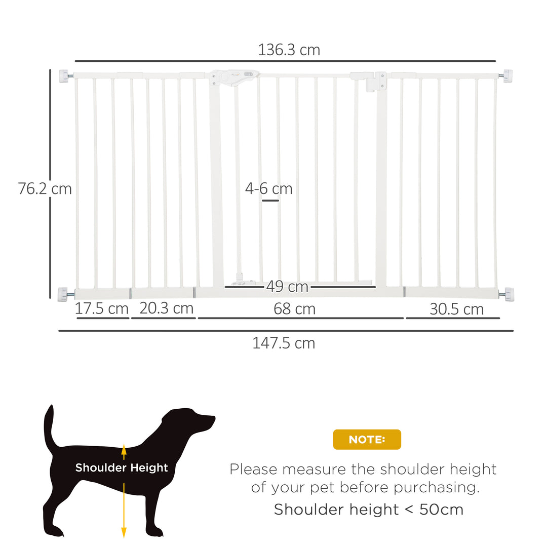 PawHut Dog Gate Stair Gate Pressure Fit Pets Barrier Auto Close for Doorway Hallway, 74