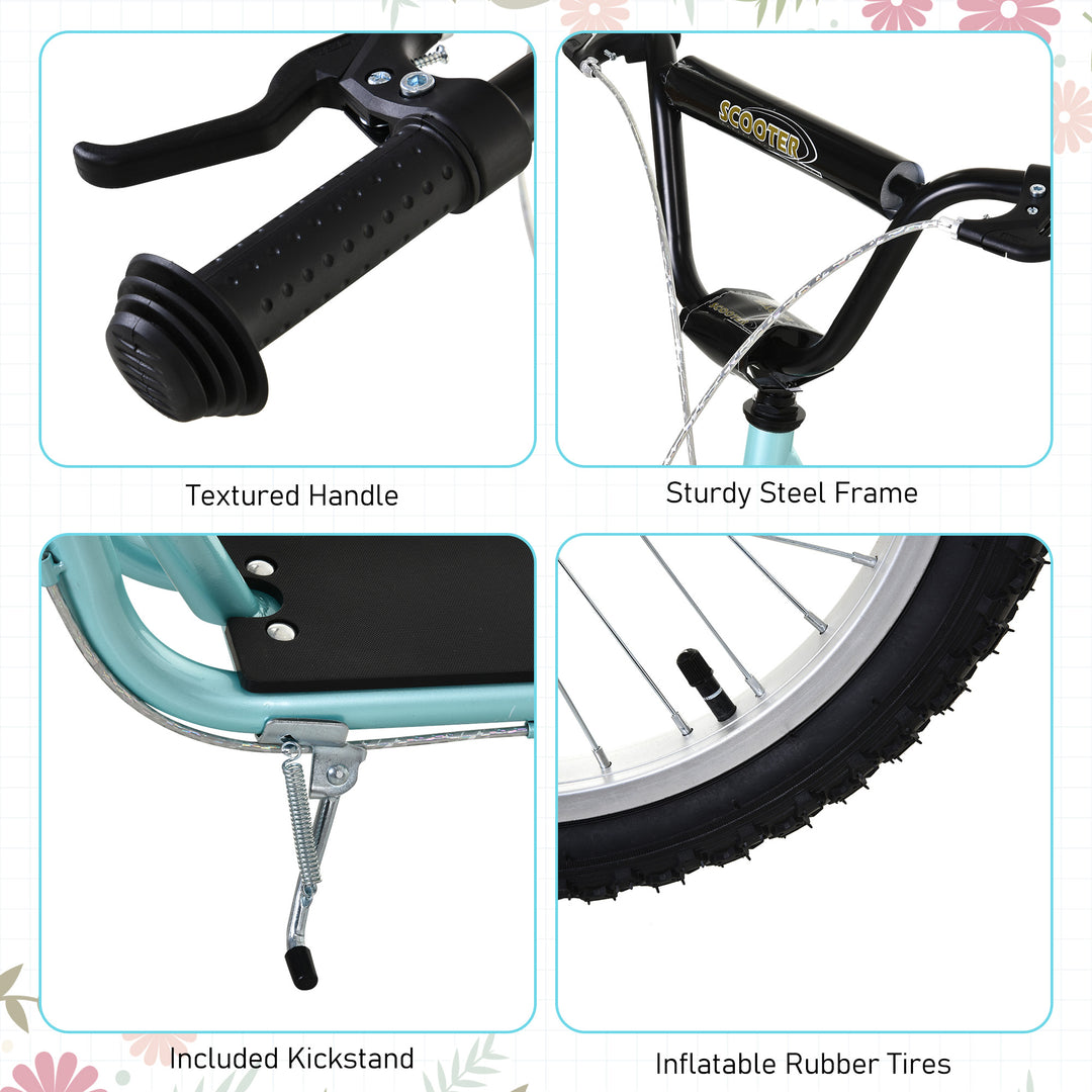 Kick Scooters for Kids with Adjustable Height, Anti-Slip Deck, Dual Brakes, Rubber Tyres, for Boys and Girls Aged 5+ Years Old - Blue