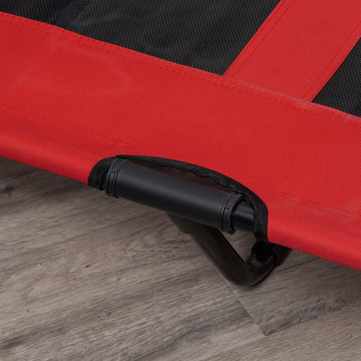 MCL Raised Dog Bed Cooling Elevated Pet Cot with Breathable Mesh for Indoor Outdoor Use Red, XX Large, 122 x 92 x 23cm