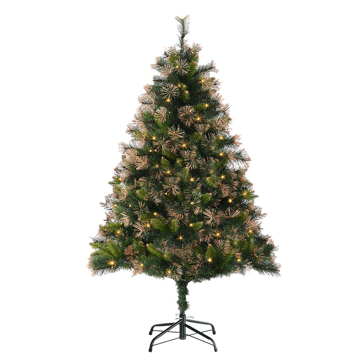 HOMCOM 1.5m Prelit Christmas Tree Artificial Tree, Metal Stand-Green | Aosom UK