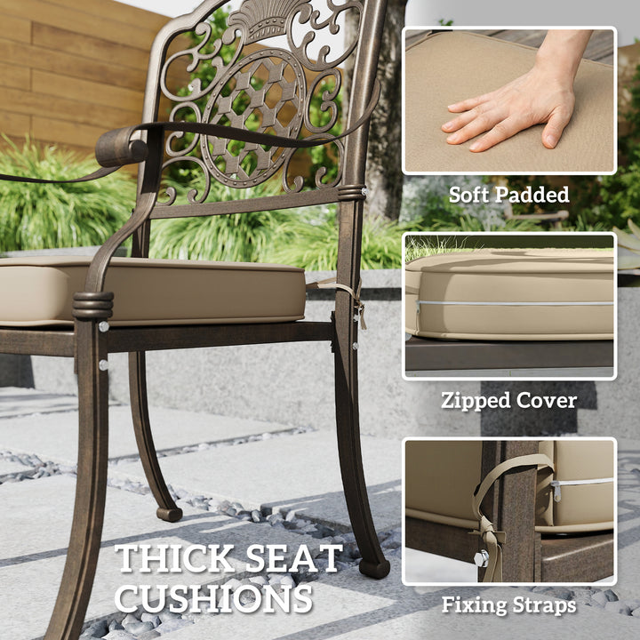 Garden Dining Set for 6, Cast Aluminium Outdoor Table and Chairs Set w