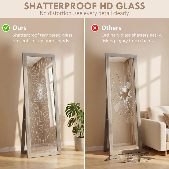 Full Length Mirror, 37 x 157 cm, Hanging or Freestanding, Rectangular 