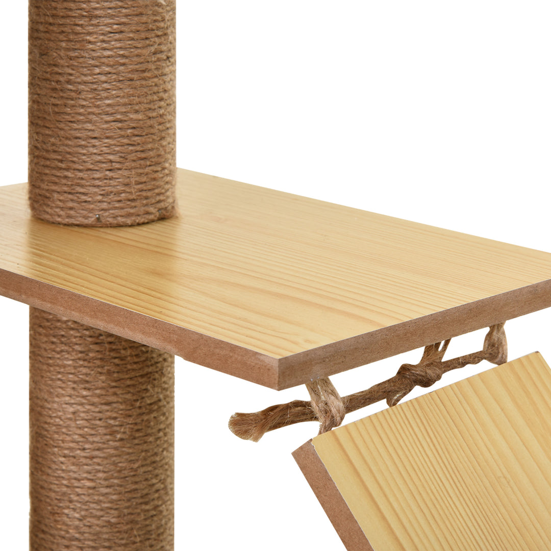 130cm Cat Tree for Indoor Cats, Multi-Level Plush Cat Tower, with Five Scratching Posts, Two Perches, Cat House, Hammock