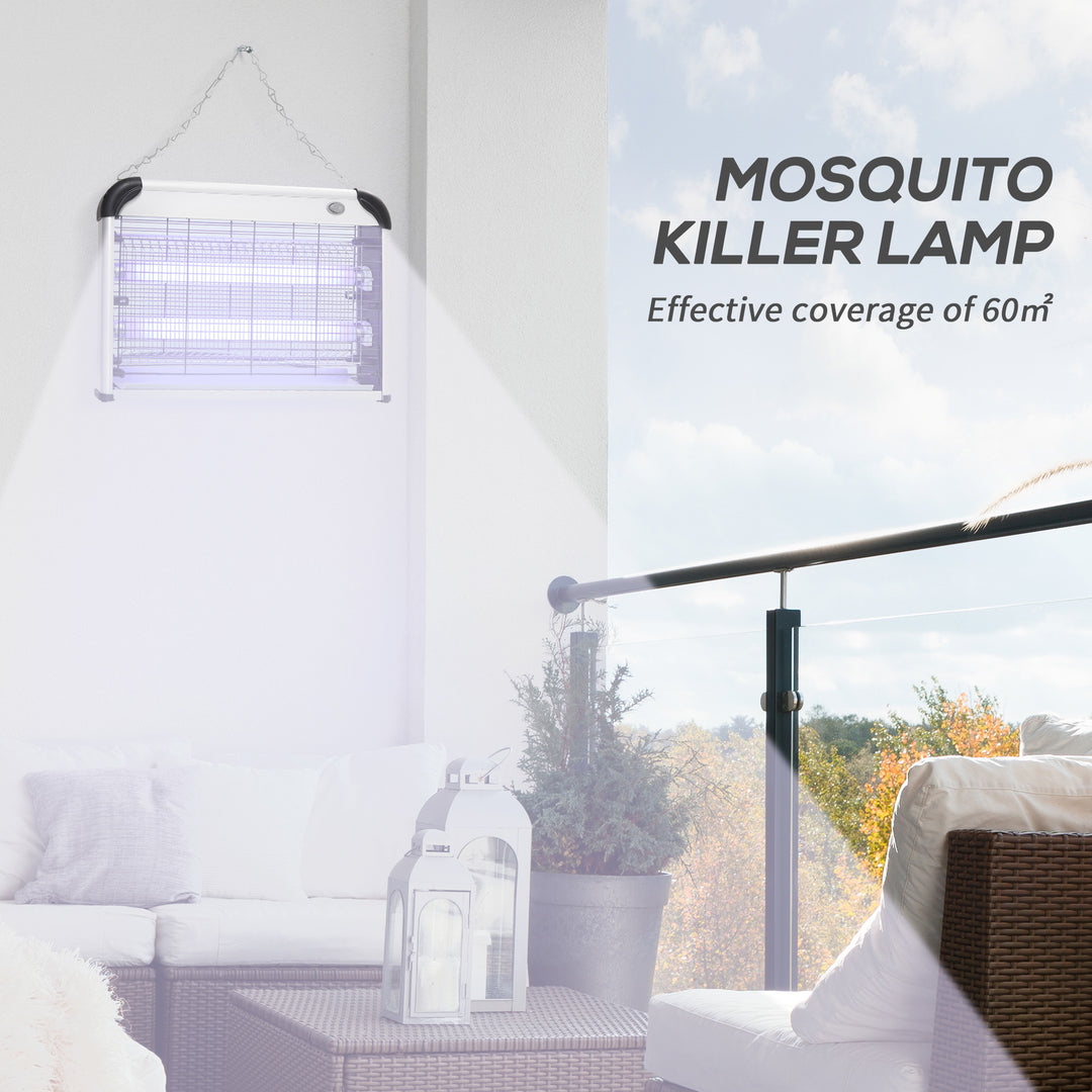 Electric Fly Zapper, 20W Electric Fly Killer, Wall Hanging Bug Zapper Indoor & Outdoor Attracting Insect Mosquito Killer, Silver Tone