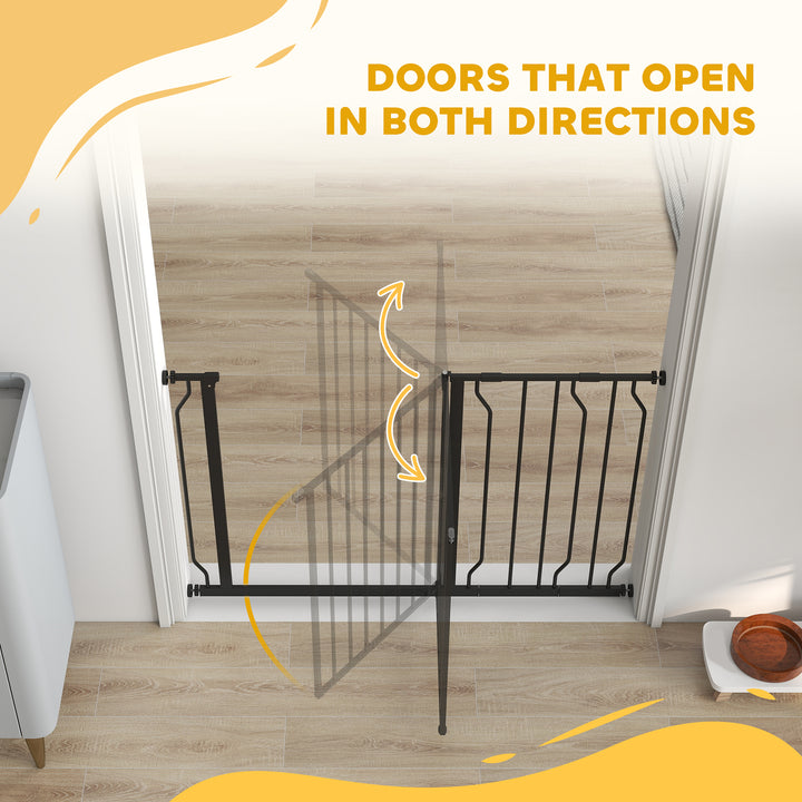 Wide Dog Safety Gate, with Door Pressure, for Doorways, Hallways, Staircases - Black