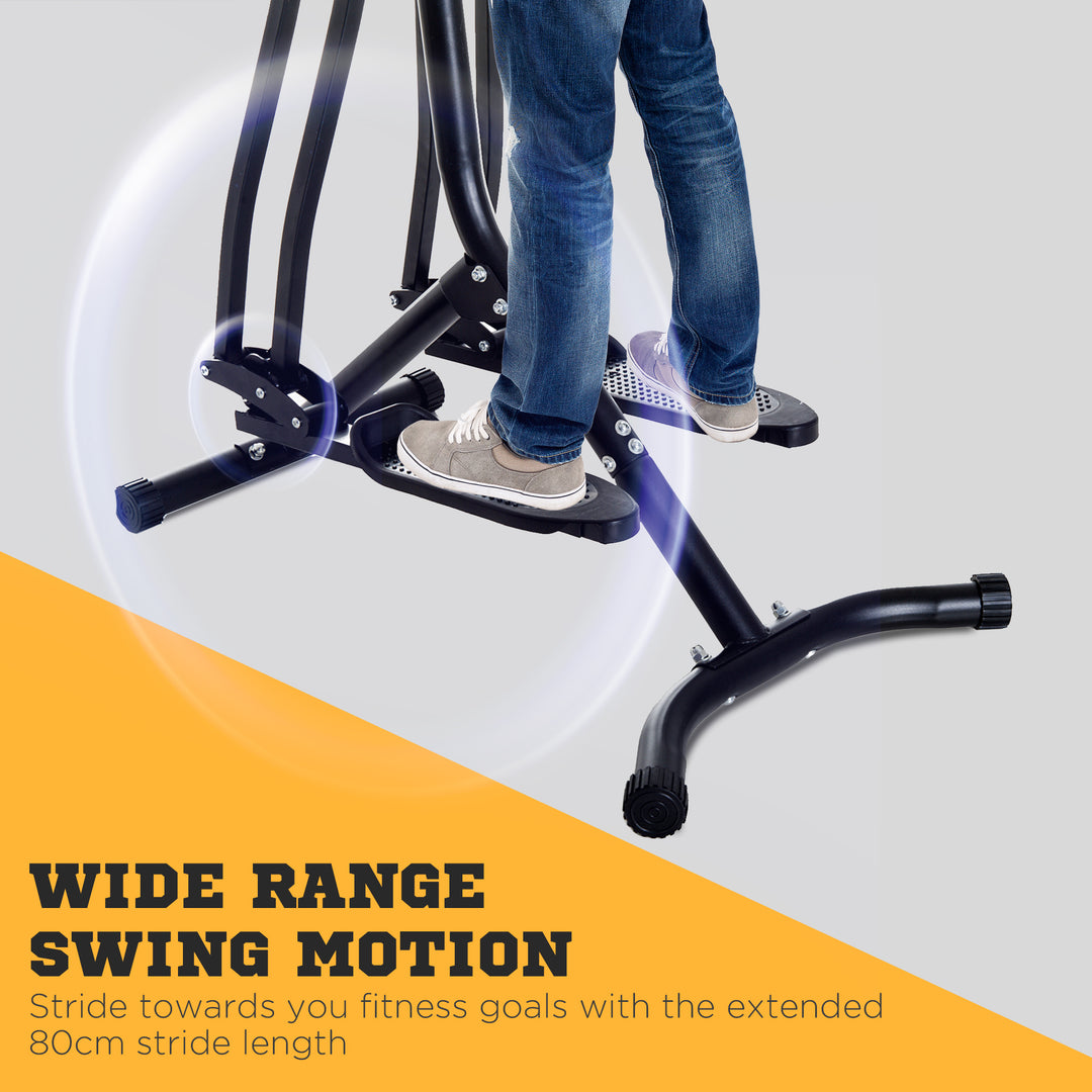 Air Walker Glider, Cross Trainer Fitness Machine, with LCD, for Home Gym, Black