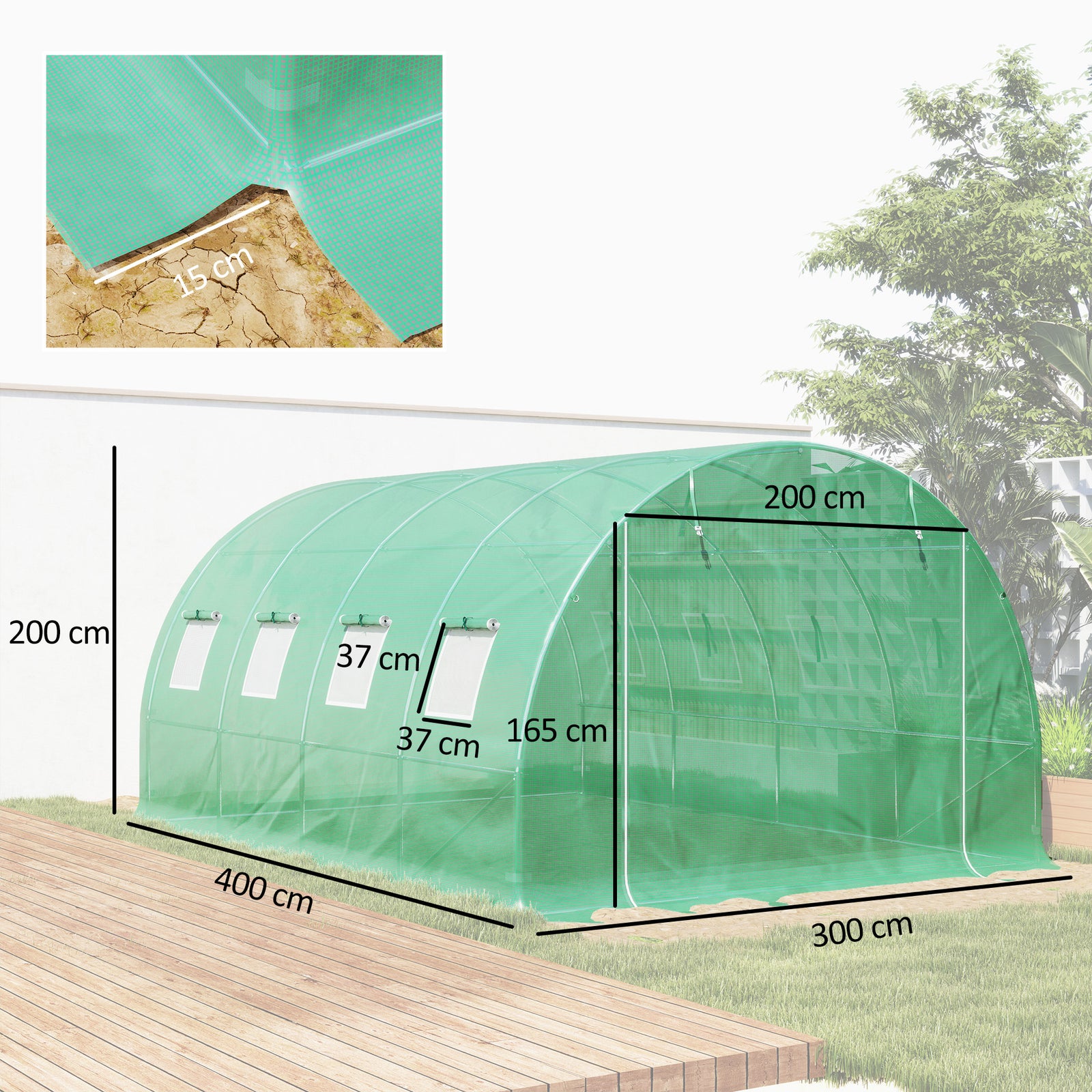 4 x 3 x 2m Polytunnel Greenhouse Replacement Cover ONLY Winter Garden 