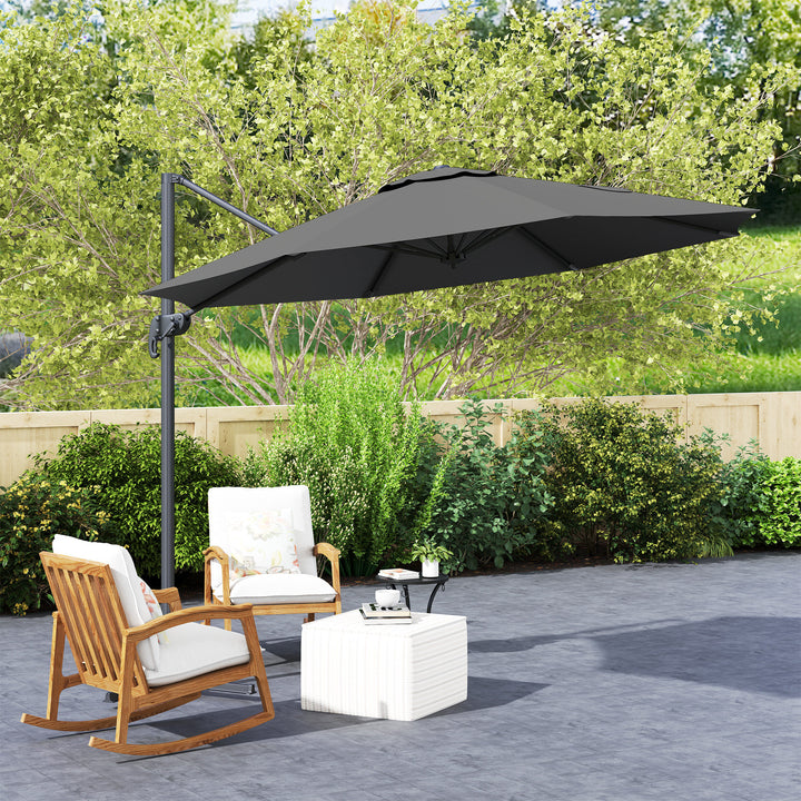 3 x 3m Overhanging Cantilever Parasol - Black