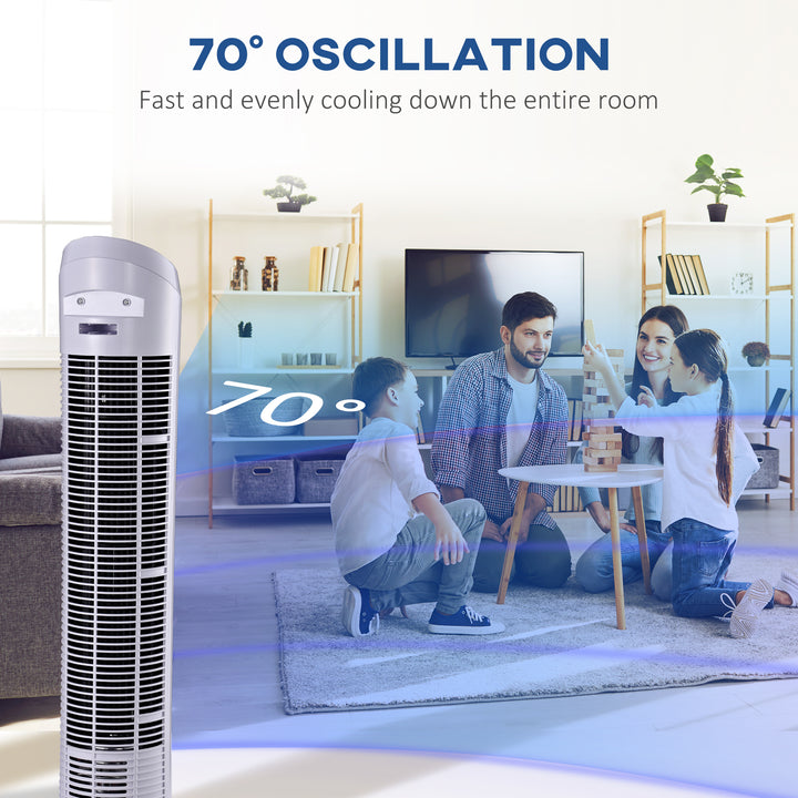 HOMCOM Oscillating Tower: 30-Inch Fan with 3 Speeds, Ultra-Slim Design for Efficient Cooling, Low Noise, White | Aosom UK