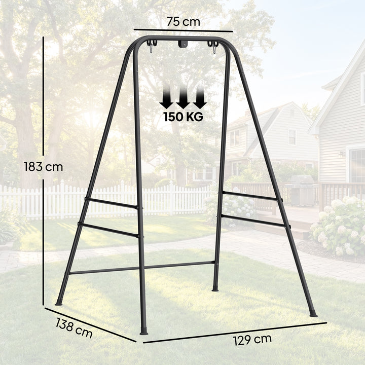 Hammock Chair Stand Only, 150KG Load Capacity, for Indoor Outdoor, Bla