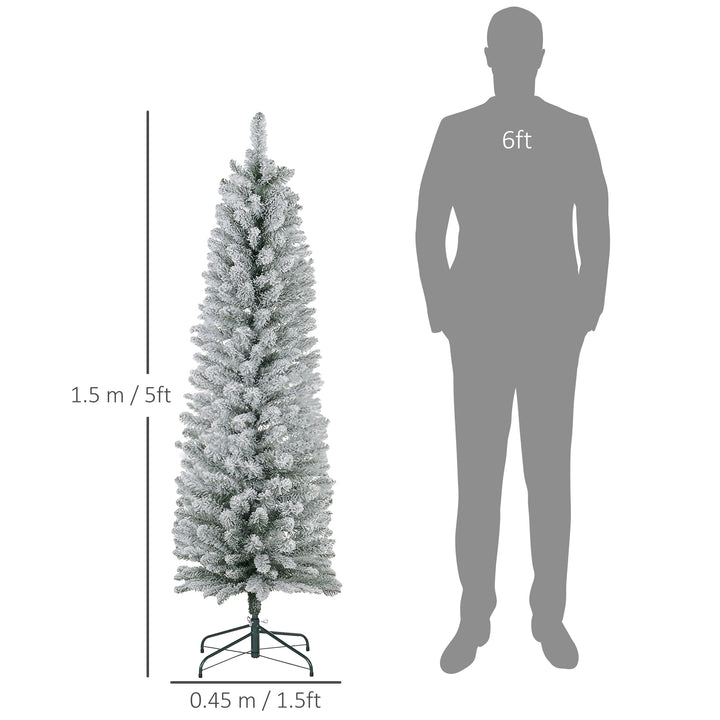 5ft Artificial Snowy Pencil Christmas Tree - White