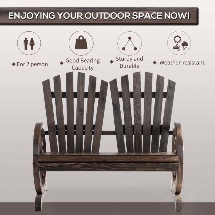 Fir Logs Love Seats with Wheel-Shaped Armrests, Large Load-Bearing Chair, Natural Wood Grain