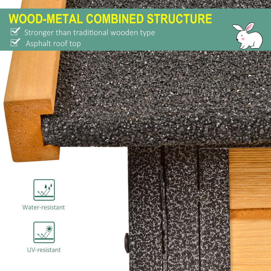 Wood-metal Guinea Pigs Hutches Elevated Pet Bunny House Rabbit Cage with Slide-Out Tray Outdoor