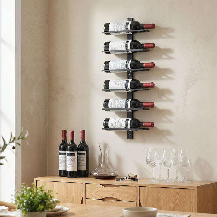 Wall Mounted Wine Rack, 6 Tier Metal Wine Display Rack, Storage Holder