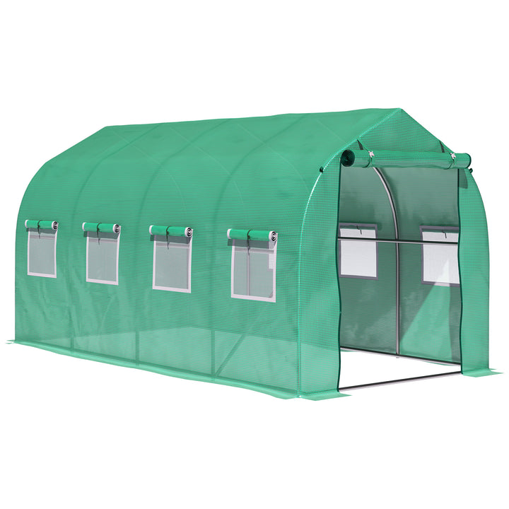 Outsunny Galvanised Frame Polytunnel Greenhouse with Windows and Door for Garden, Backyard (4 x 2M) | Aosom UK