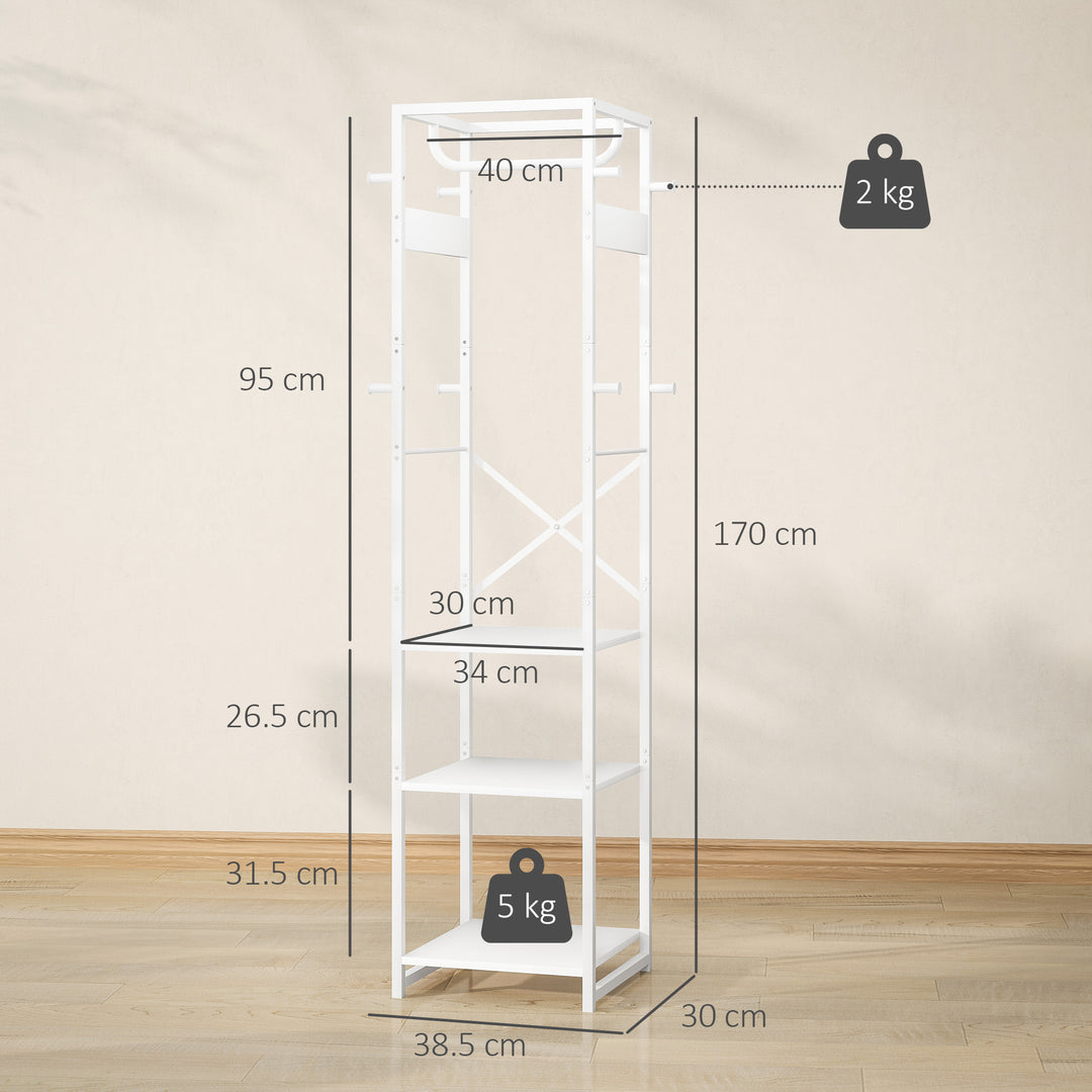 Multi-Storage Clothes Rack - White