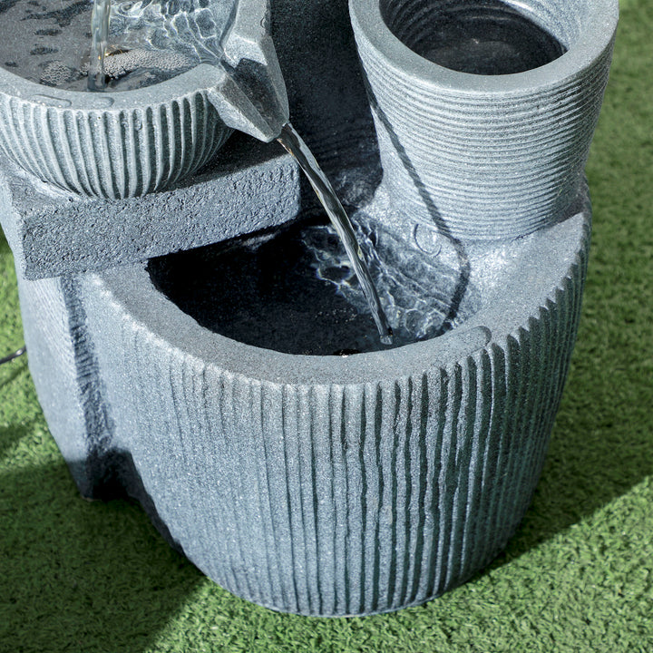 Solar Powered Outdoor Water Fountain - Dark Grey