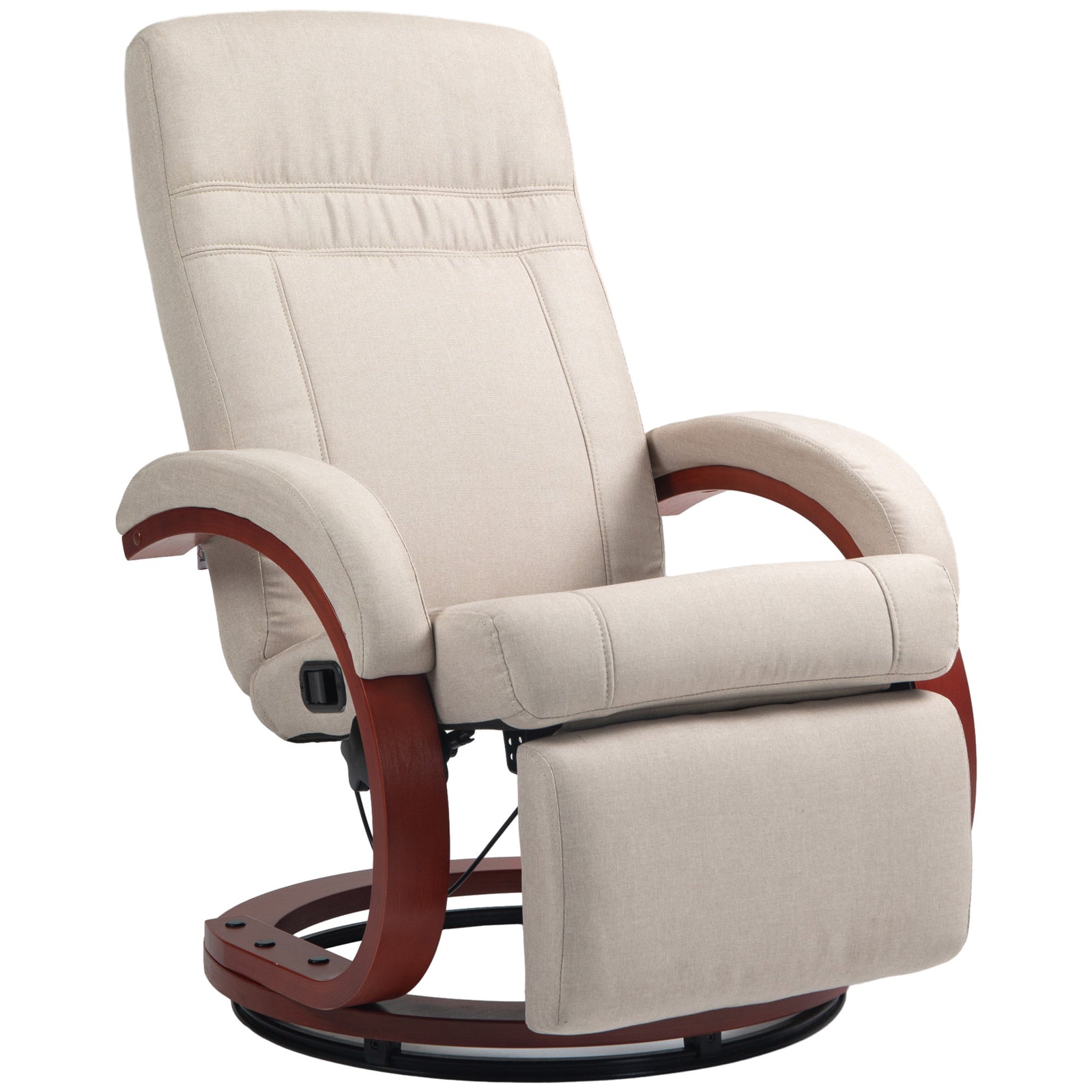 135° Manual Reclining Swivel Chair, with Footrest - Beige