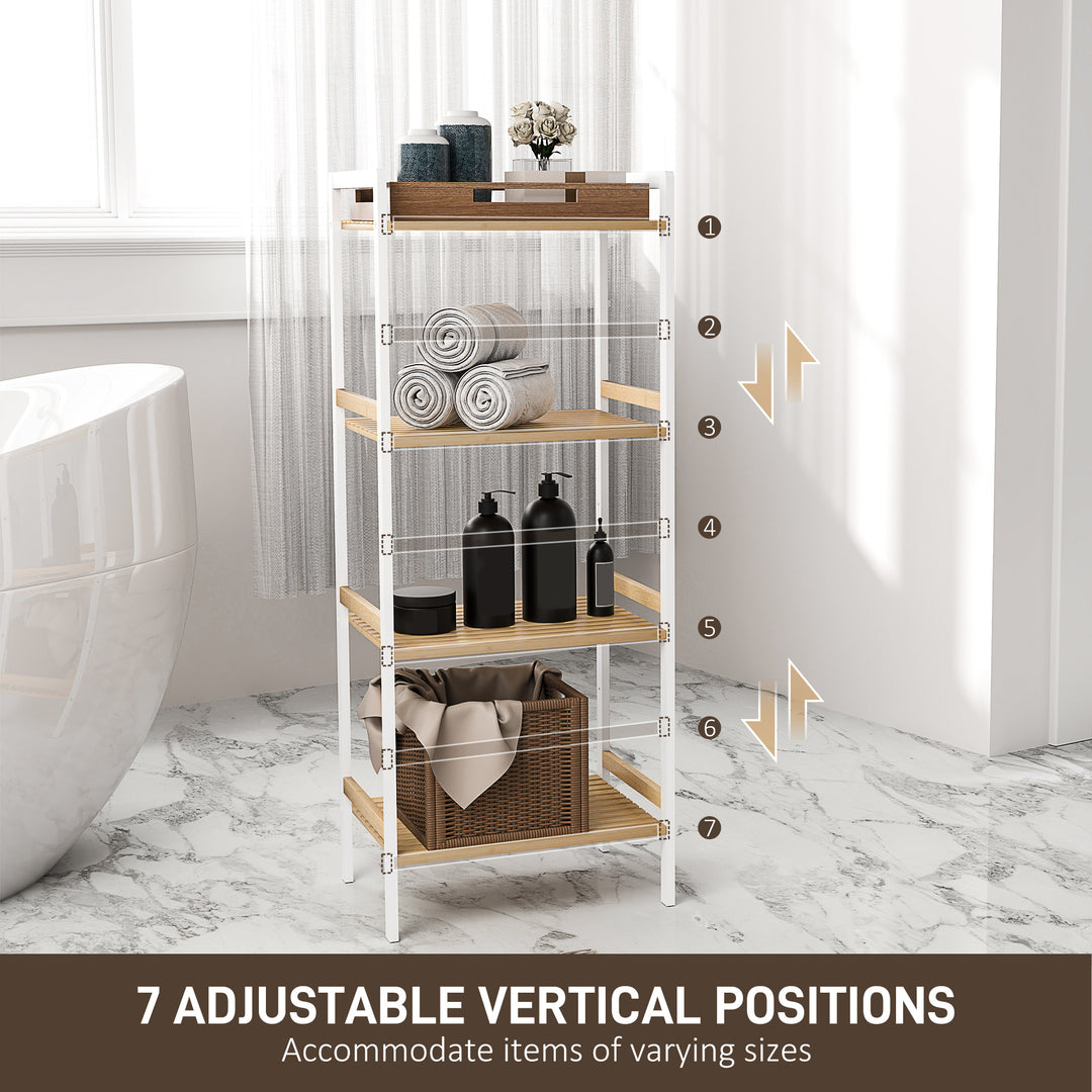 Four-Tier Bamboo Adjustable Shelf Storage Unit