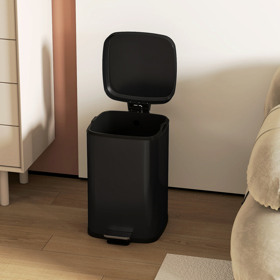 20L Modern Boxy Metal Home Kitchen Bin - Black