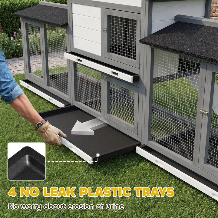 2-Tier Large Rabbit Hutch Outdoor with Double Side Run Boxes, No-leak 