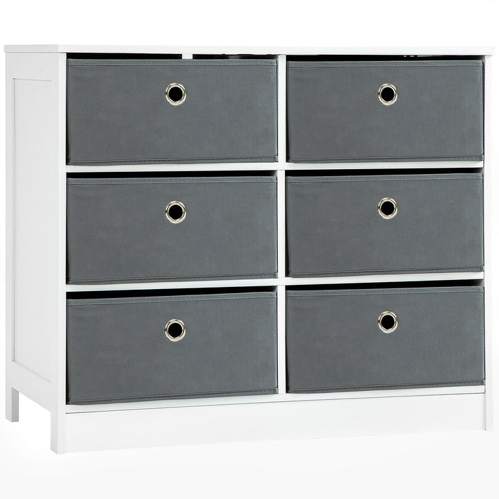 MCL Chests of Drawer, Fabric Dresser Storage Cabinet with 6 Drawers for Bedroom, Living Room and Hallway, White and Grey