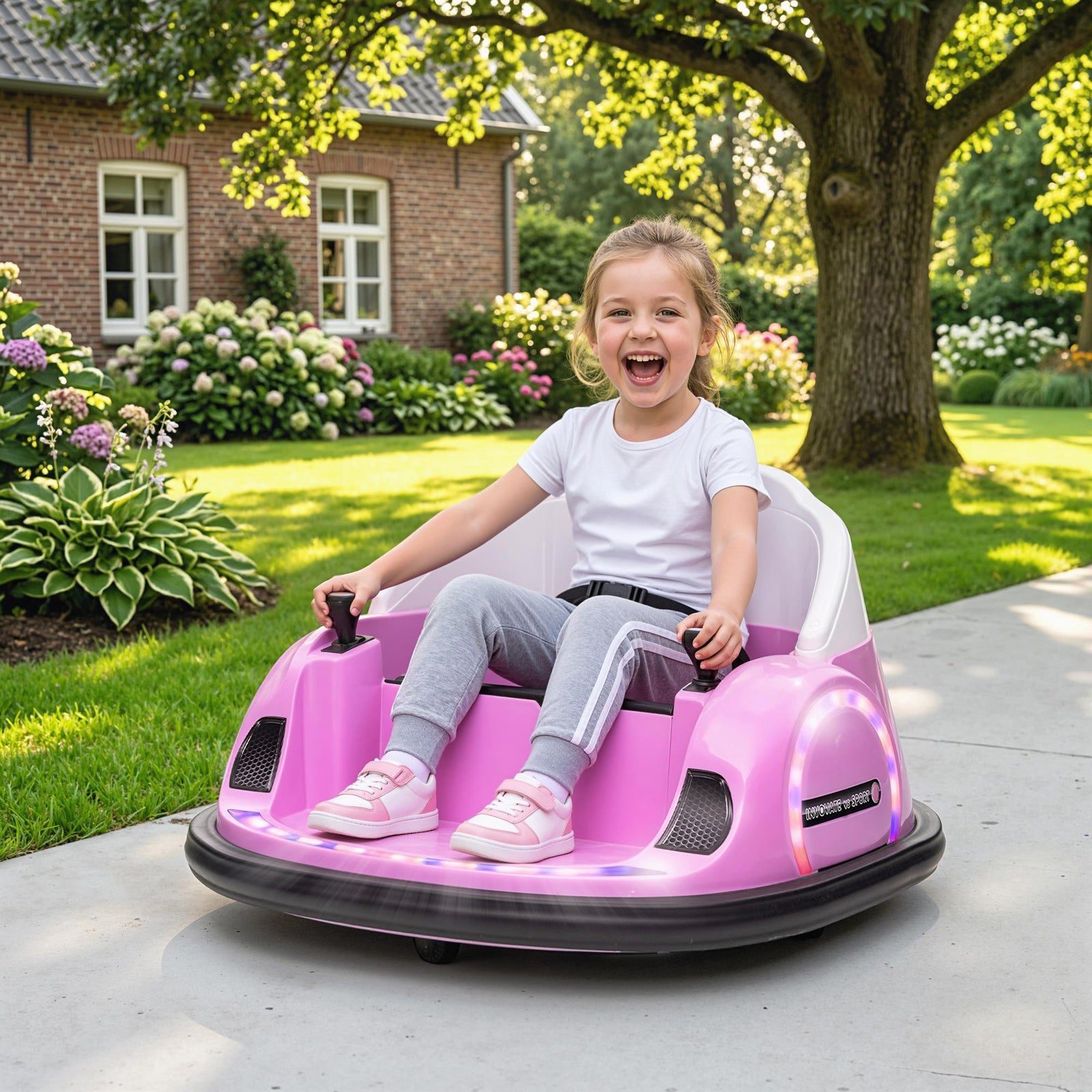 360° Rotation Kids Bumper Car, 12V Waltz Car with Remote Control, Dual