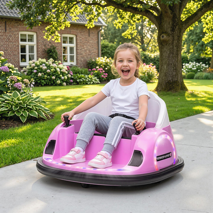360° Rotation Kids Bumper Car, 12V Waltz Car with Remote Control, Dual