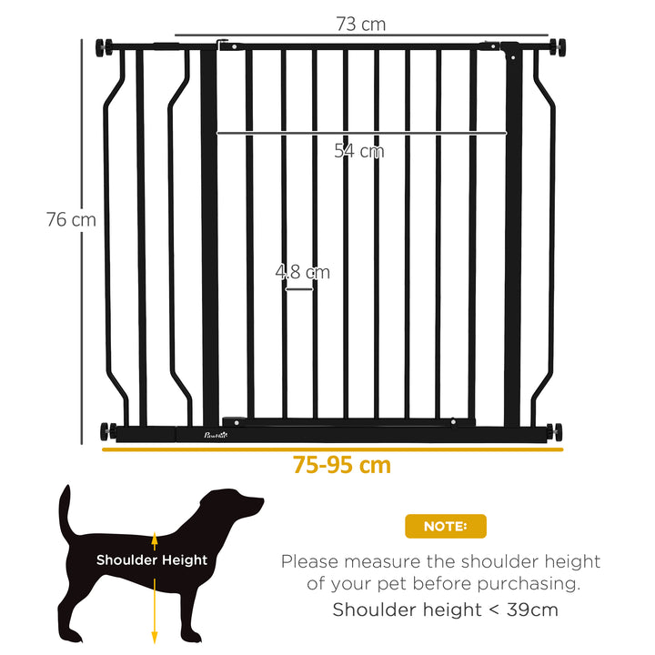 PawHut Wide Dog Safety Gate, with Door Pressure, for Doorways, Hallways, Staircases - Black | Aosom UK