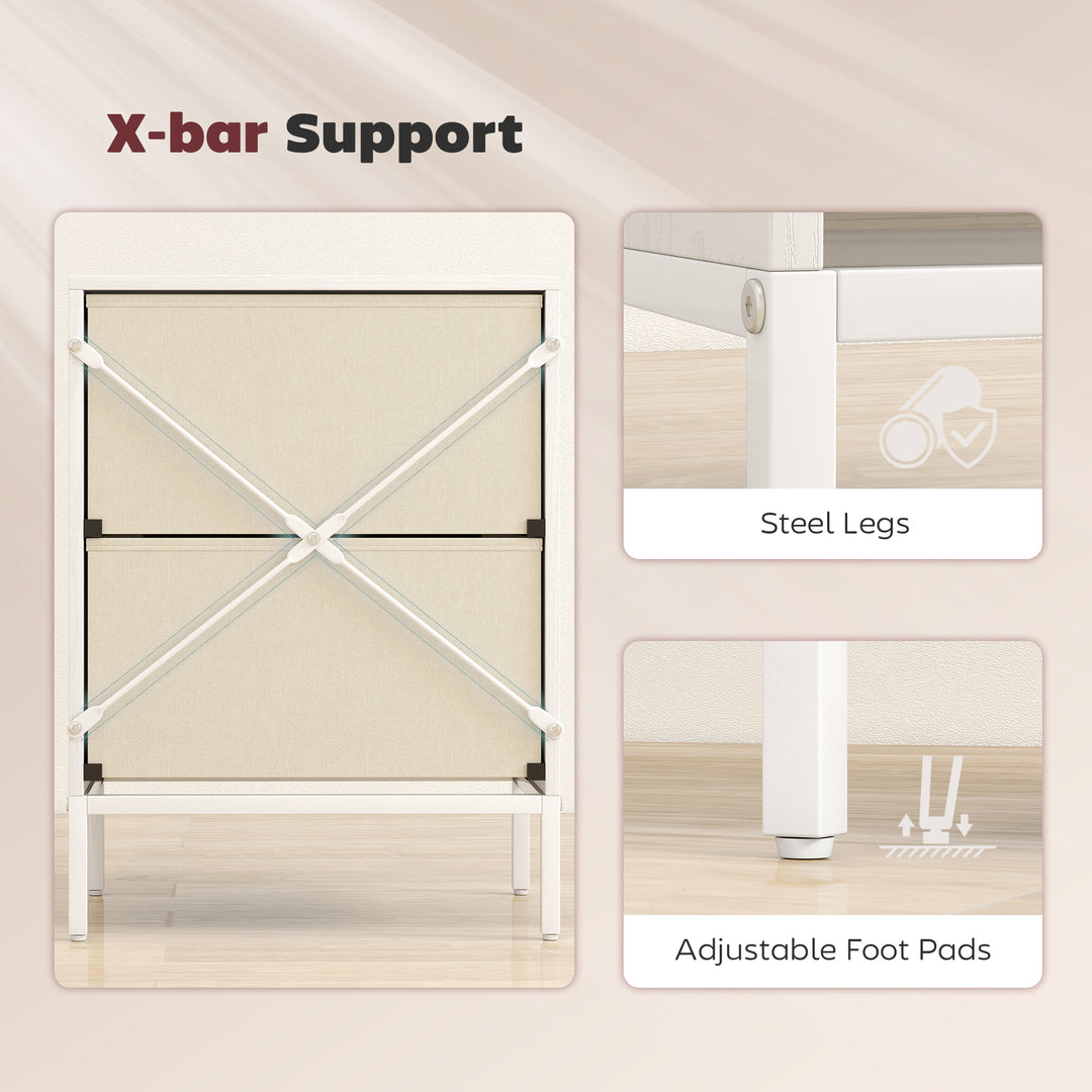 Chest of Drawers, Dresser with 2 Fabric Drawers and Aluminium Handles 