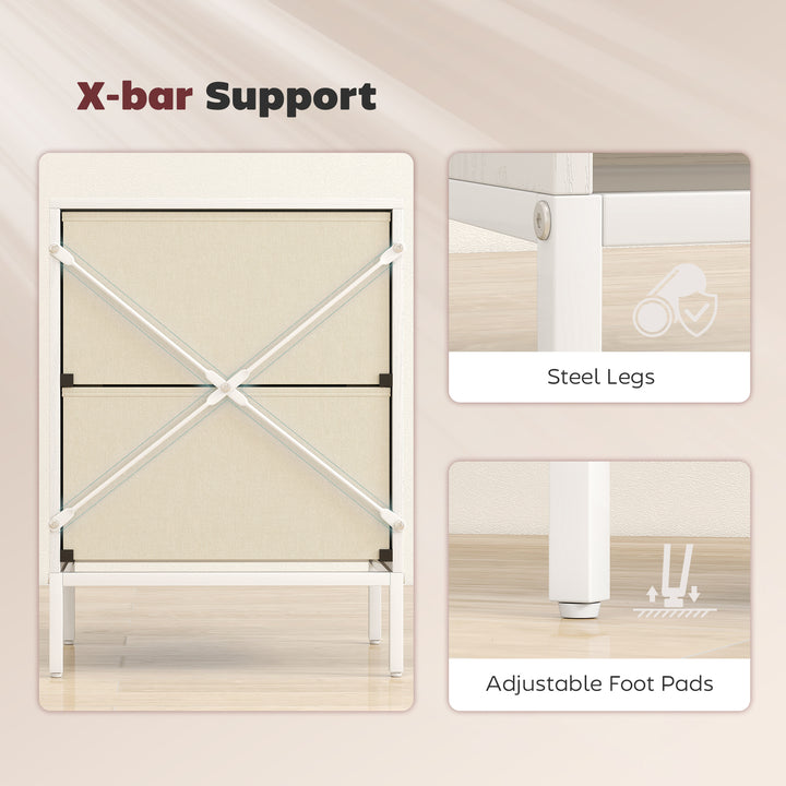 Chest of Drawers, Dresser with 2 Fabric Drawers and Aluminium Handles 