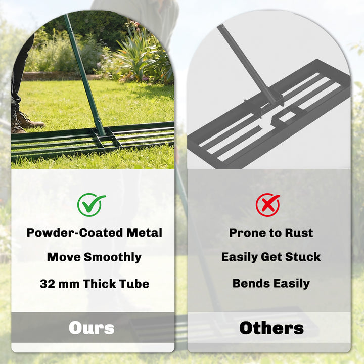 Lawn Levelling Rake, 113 x 26 cm Lawn Leveller Lute with 169 cm Handle