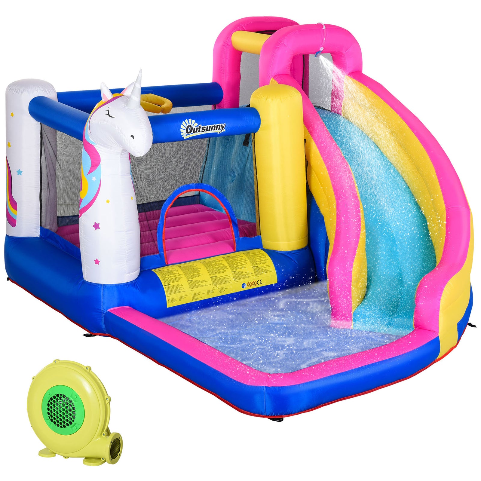 5 in 1 Bouncy Castle, with Blower, for Ages 3-8 Years - Multicoloured