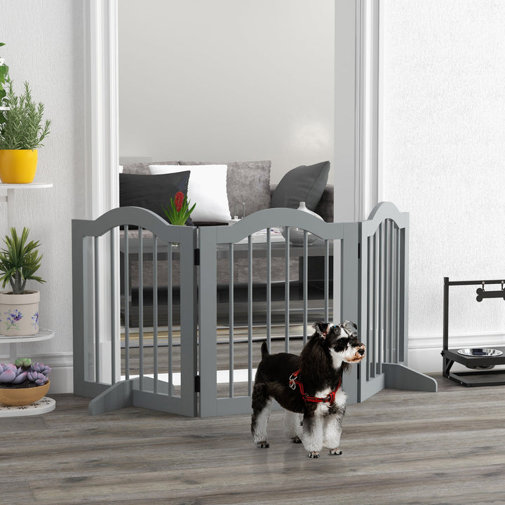 3 Panels Dog Gate w/ Support Feet Fence Safety Barrier Freestanding Wo