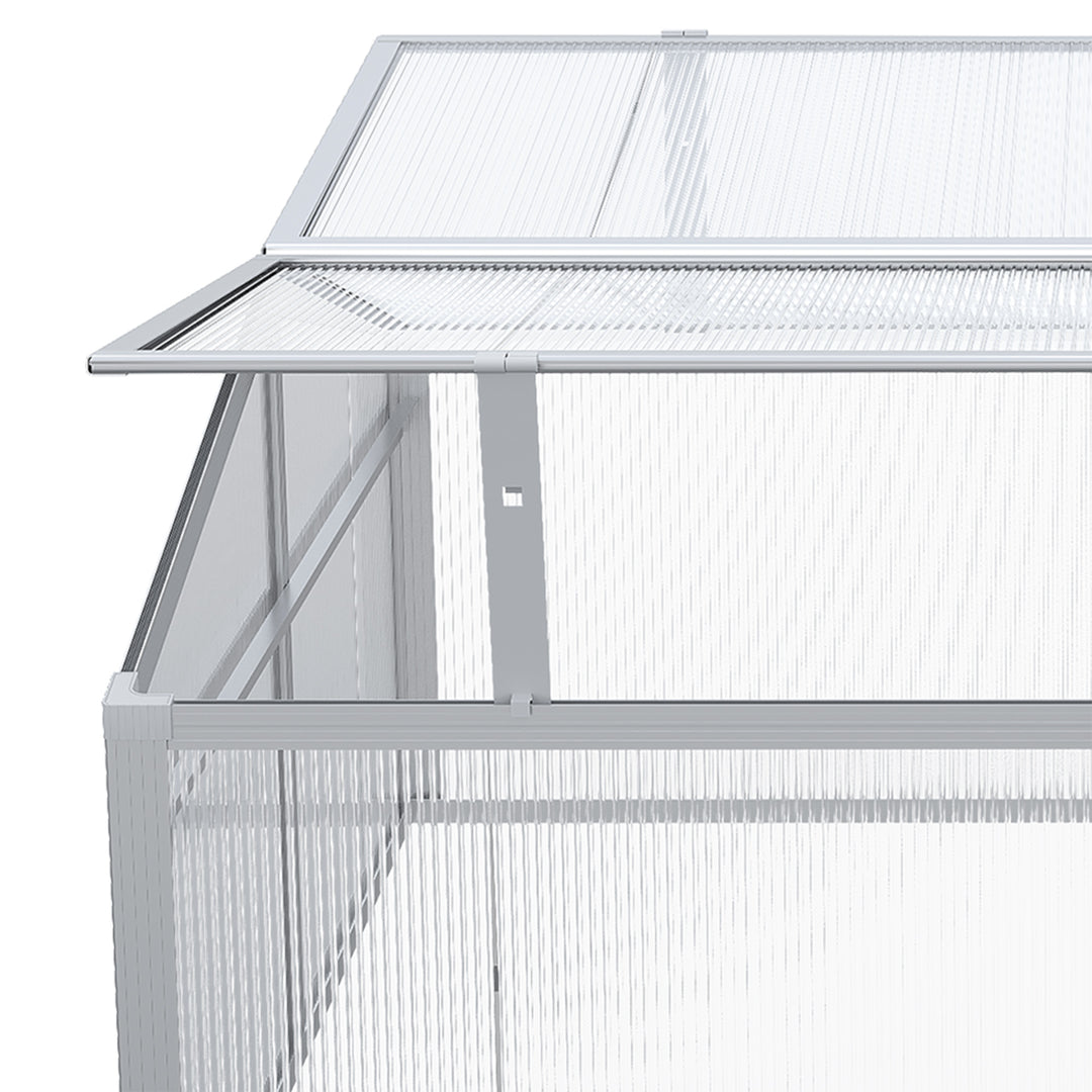 Outsunny Polycarbonate Greenhouse, Aluminium Frame, Grow House for Flowers Vegetables, 100 x 100 x 48 cm