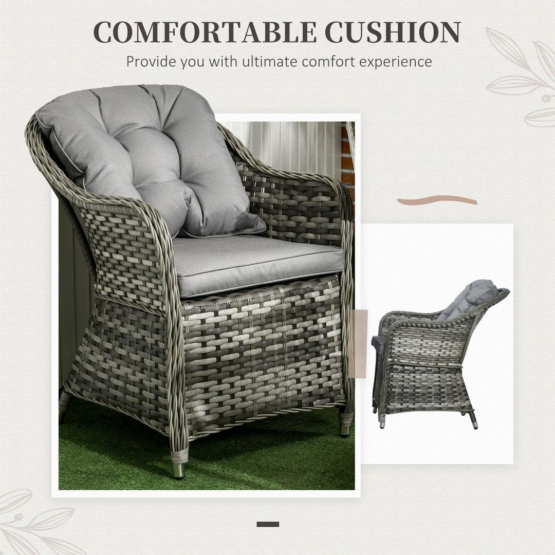 Seven-Piece Rattan Dining Set - Grey