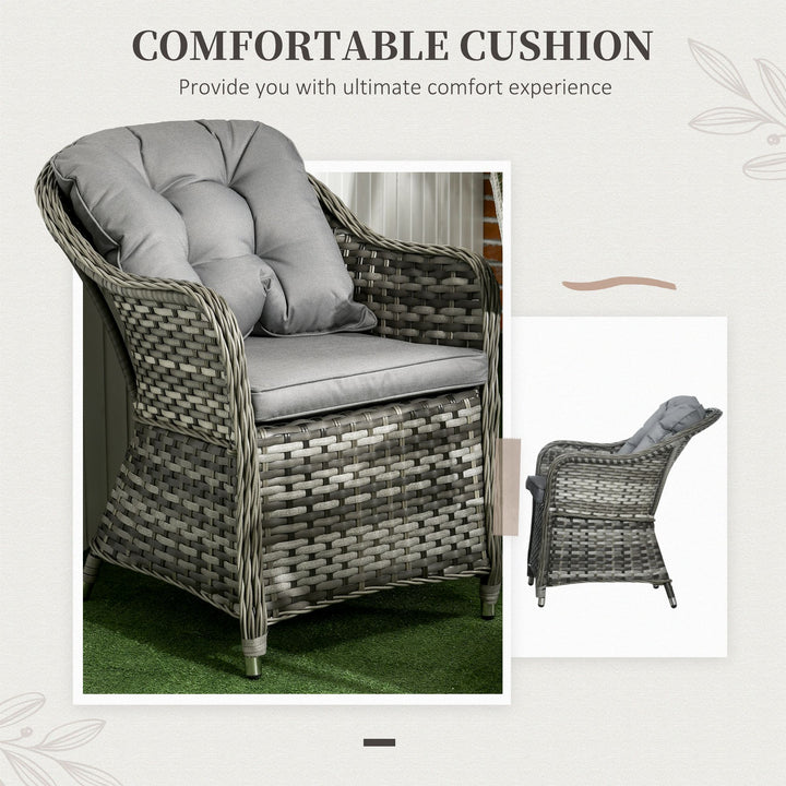 Seven-Piece Rattan Dining Set - Grey