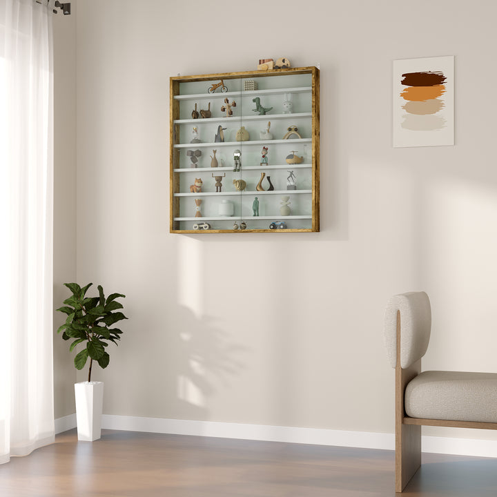 Six Shelf Display Cabinet, with Glass Doors - Brown