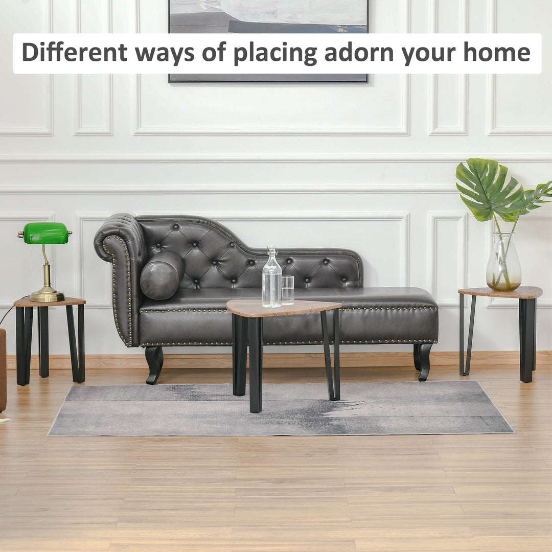 MCL Nest of Tables, Coffee Table Set of 3, Triangle Nesting Tables with Metal Legs, Industrial End Side Table for Living Room, Walnut Wood Grain