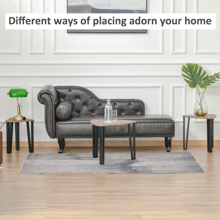 MCL Nest of Tables, Coffee Table Set of 3, Triangle Nesting Tables with Metal Legs, Industrial End Side Table for Living Room, Walnut Wood Grain