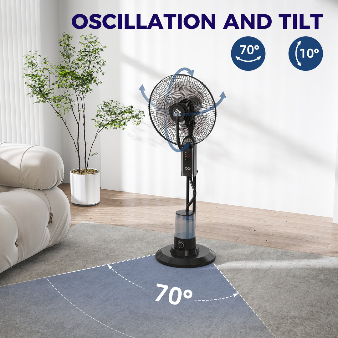 Pedestal Fan with Water Mist Spray, Spray Misting Fan with 70° Oscillation, Tilt Head, 3 Speeds, 3 Modes, Adjustable Mist, 3.2L Water Tank, for Home, 120 cm