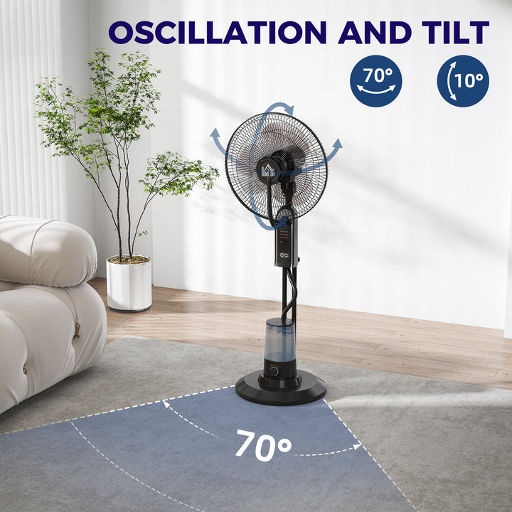 Pedestal Fan with Water Mist Spray, Spray Misting Fan with 70° Oscillation, Tilt Head, 3 Speeds, 3 Modes, Adjustable Mist, 3.2L Water Tank, for Home, 120 cm