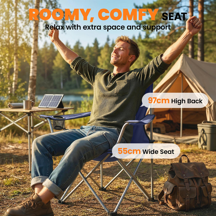 Camping Chair Set of 2 Portable Folding Outdoor Camp Chair with Cup Ho