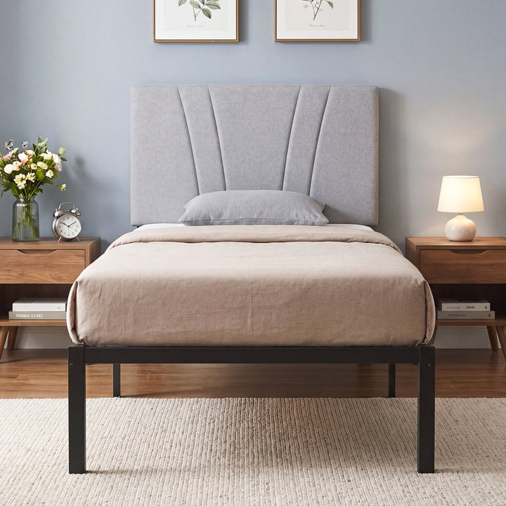 3FT Single Bed Frame with Upholstered Headboard and Underbed Storage, 