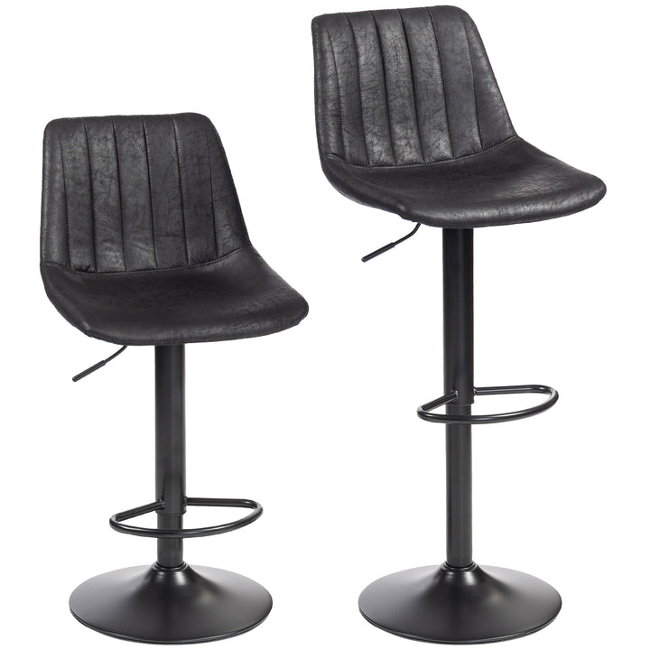 Set of 2 Leathaire Tub Bar Stools - Black