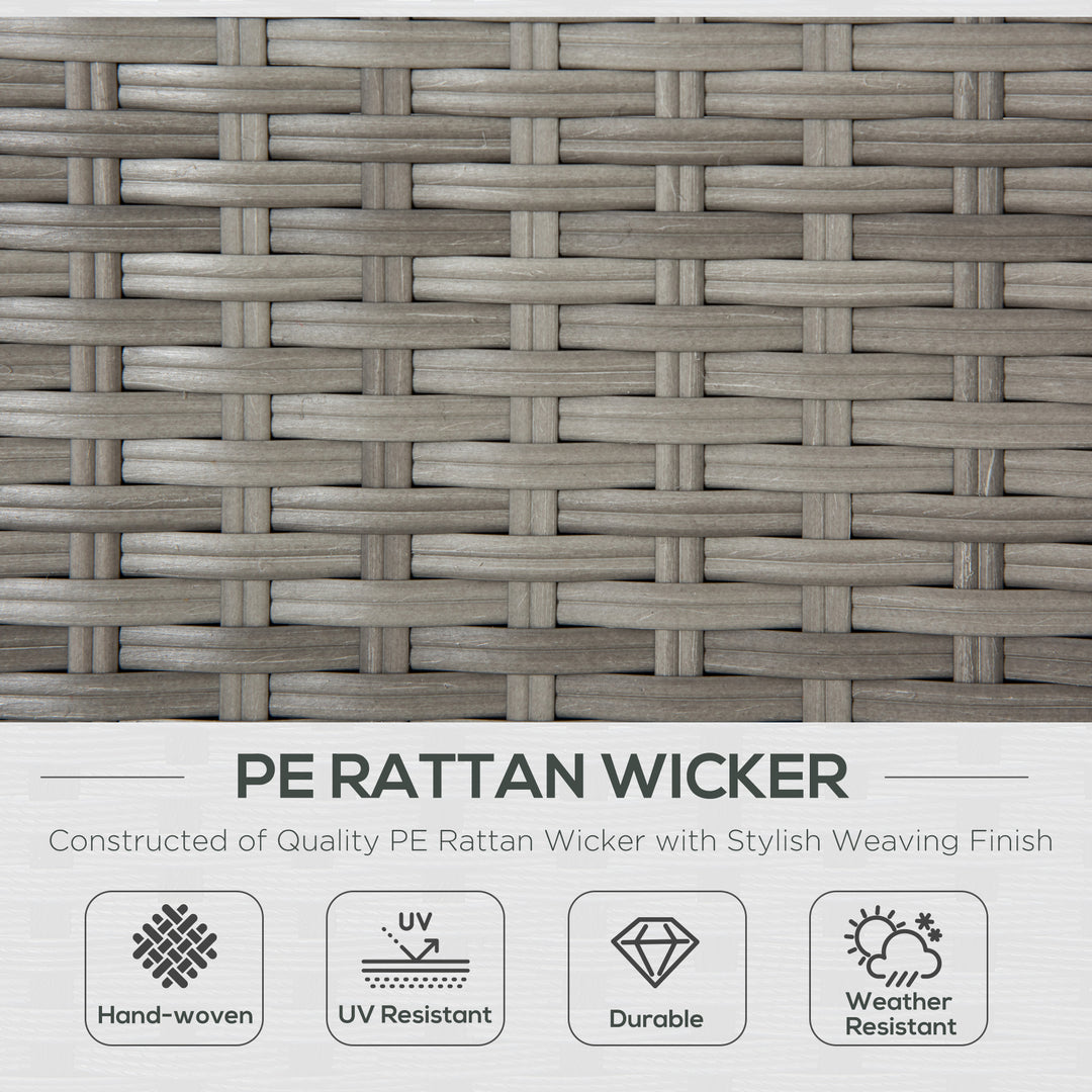 MCL 3 Pieces Outdoor PE Rattan Sofa Set, Patio Wicker Conversation Chaise Lounge Furniture w/ Tempered Glass Table-top & Soft Padded Cushion for Garden, Backyard, Lawn, Grey