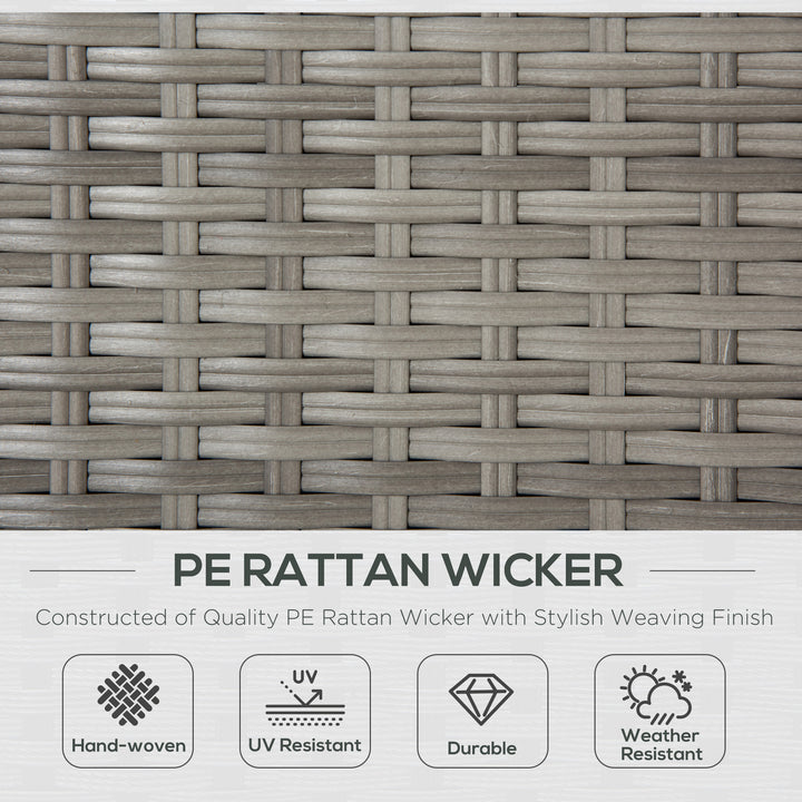 MCL 3 Pieces Outdoor PE Rattan Sofa Set, Patio Wicker Conversation Chaise Lounge Furniture w/ Tempered Glass Table-top & Soft Padded Cushion for Garden, Backyard, Lawn, Grey