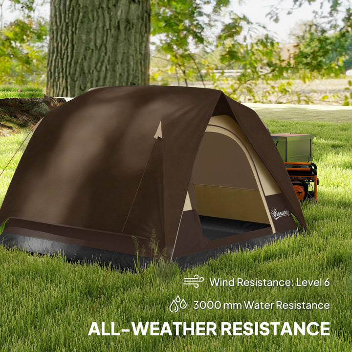 3-4 Person Camping Tent, Easy Set Up 3-4 Man Tent w/ Sewn-in Groundshe