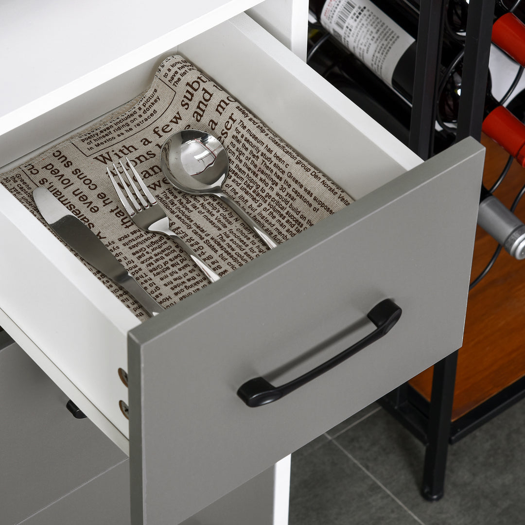 MCL Modern Kitchen Cupboard with Storage Cabinets, 3 Drawers and Open Countertop for Living Room, Grey